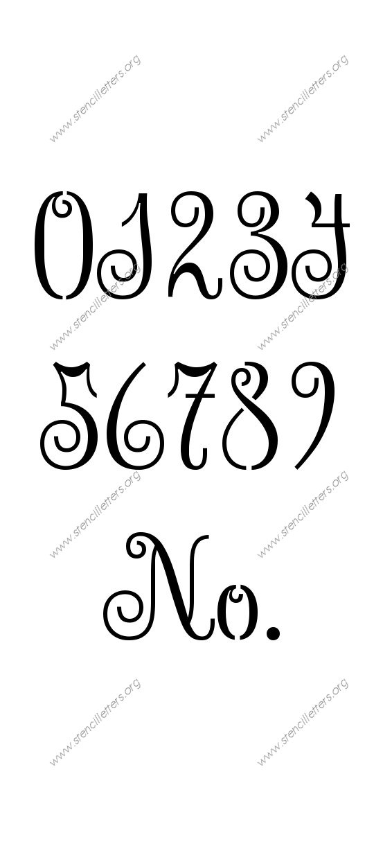 Exquisite Fine Cursive 0 to 9 number stencils