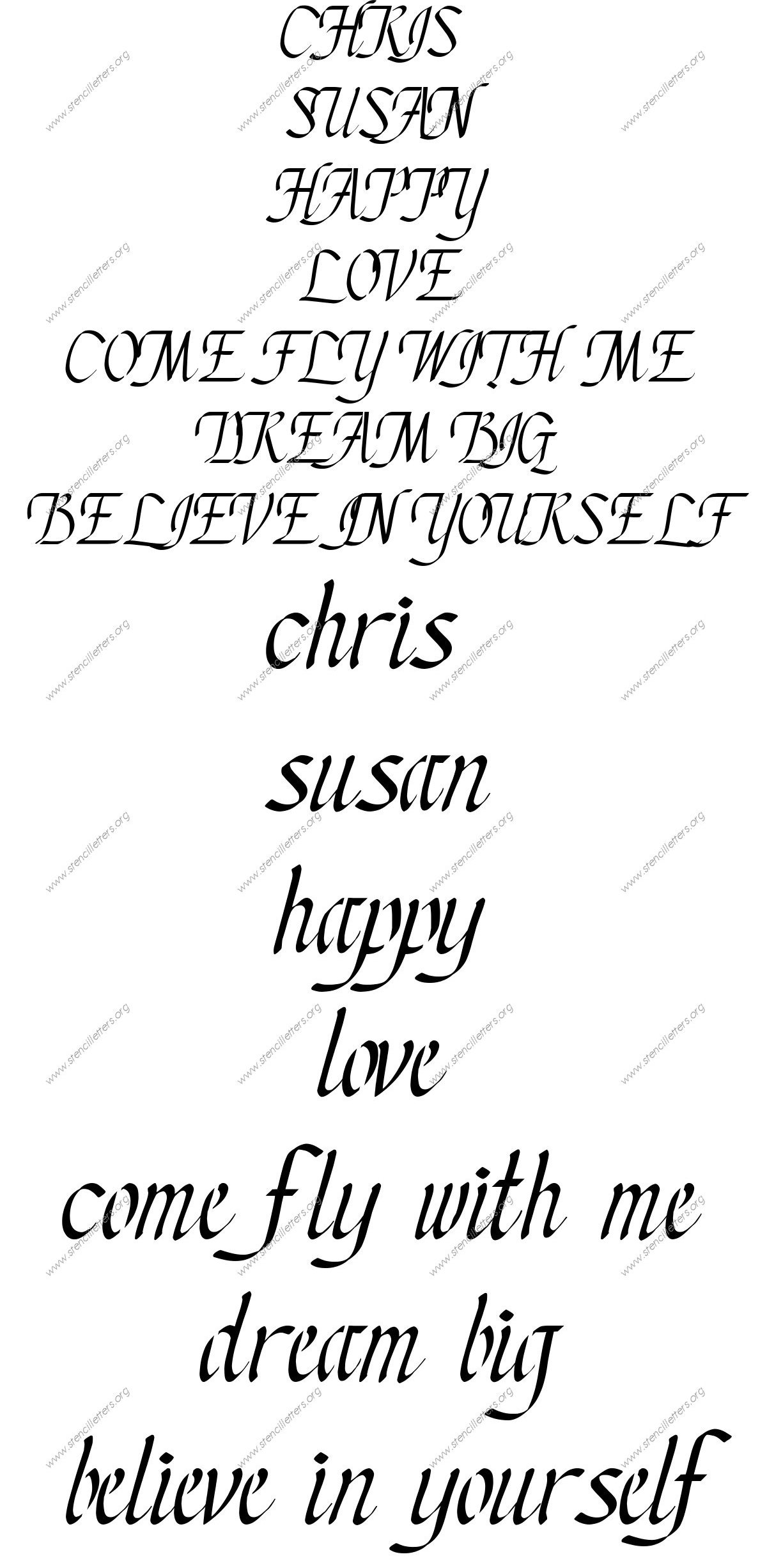 Stylish Cursive Names, Words, Phrases samples