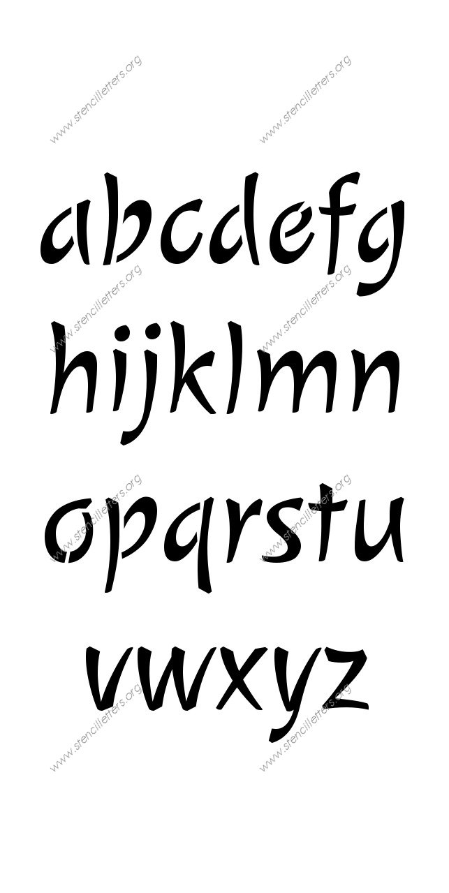 Calligraphic Cursive A to Z lowercase letter stencils
