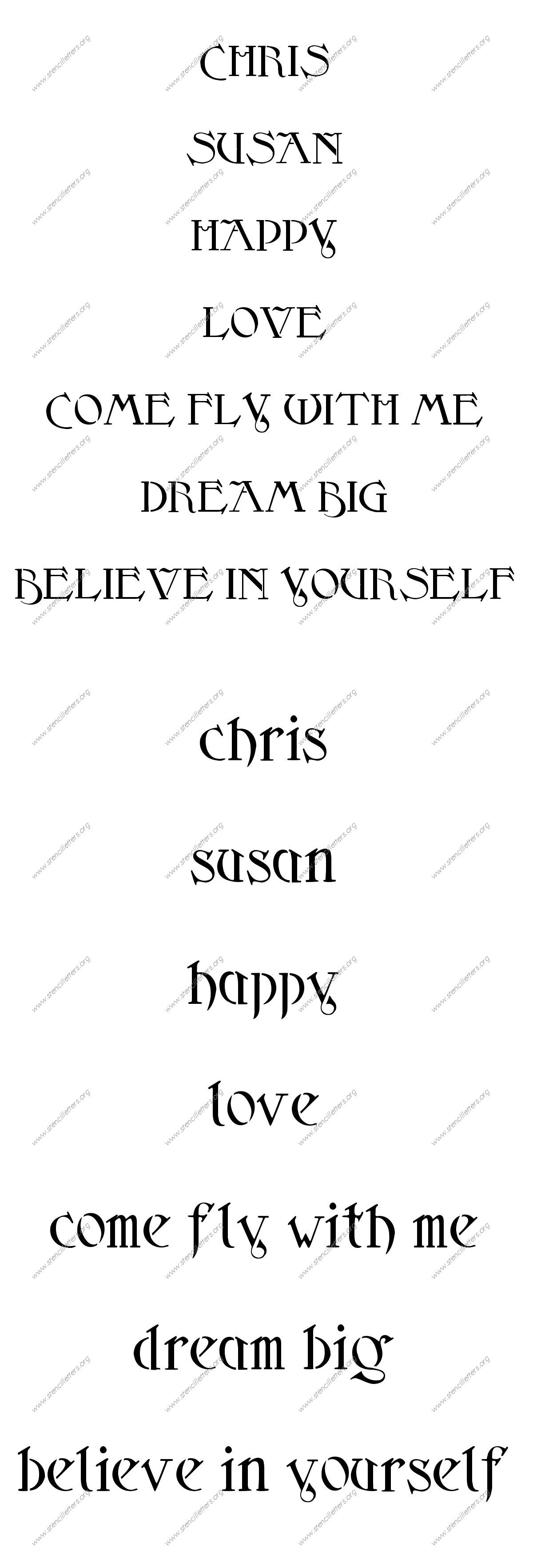 Fantasy Art Nouveau Names, Words, Phrases samples