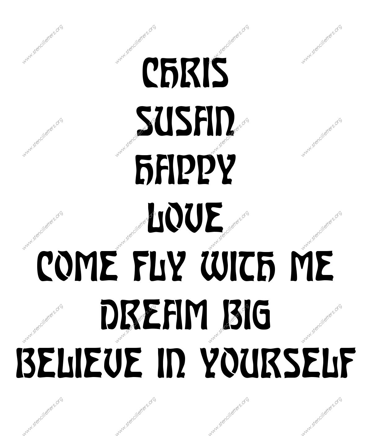 Natural Art Nouveau Names, Words, Phrases samples