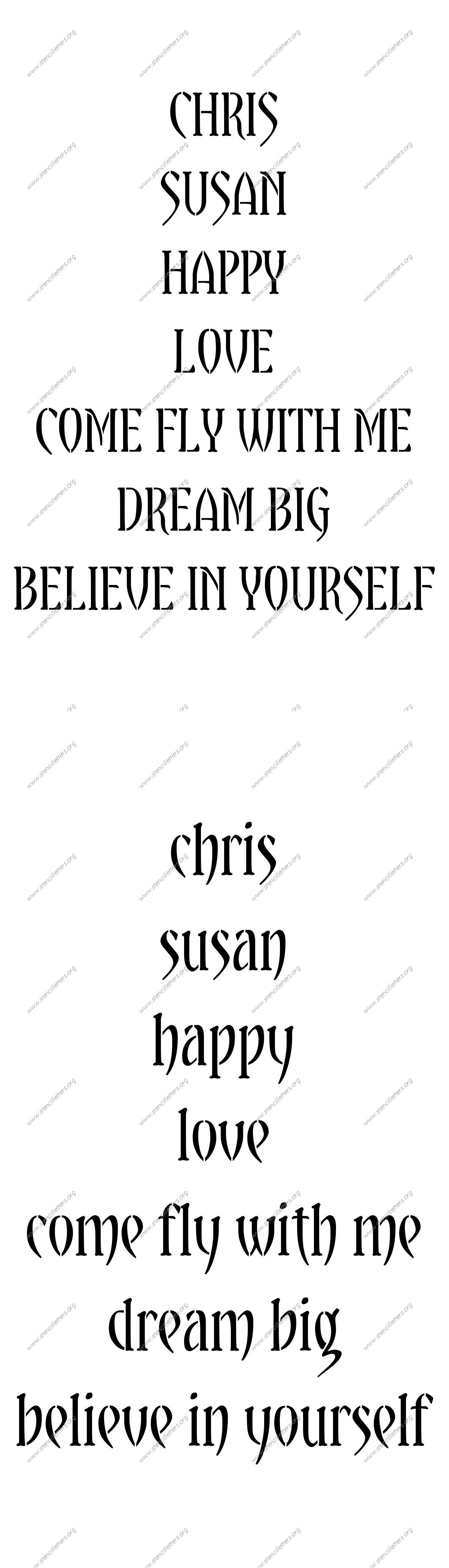 Gothic Decorative Names, Words, Phrases samples