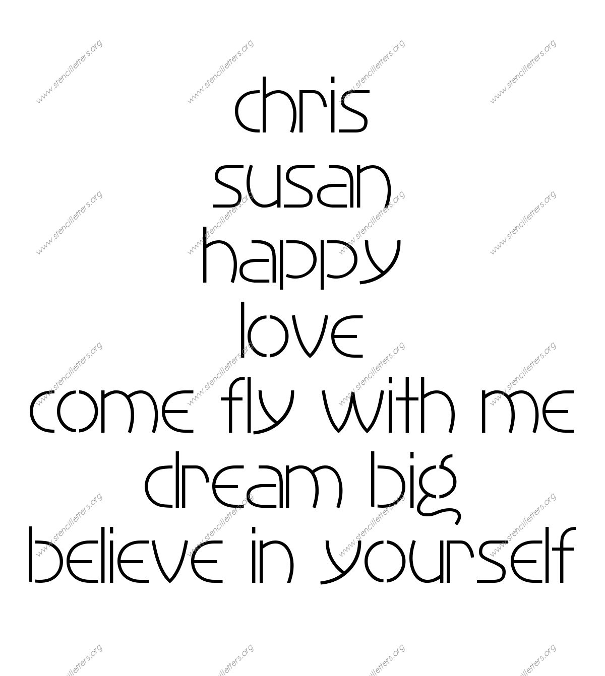 1930s Art Style lowercase stencil Names, Words, Phrases samples