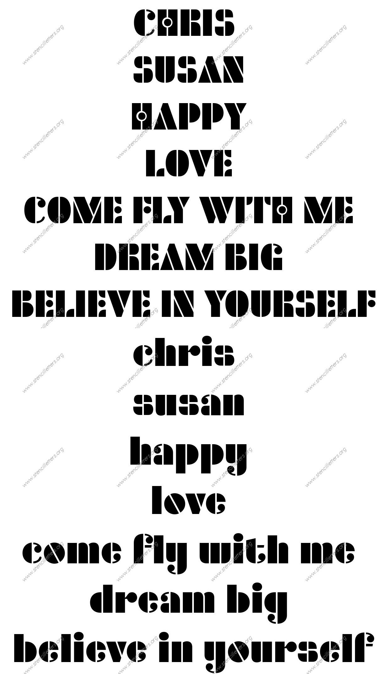 Circular Elegant Names, Words, Phrases samples