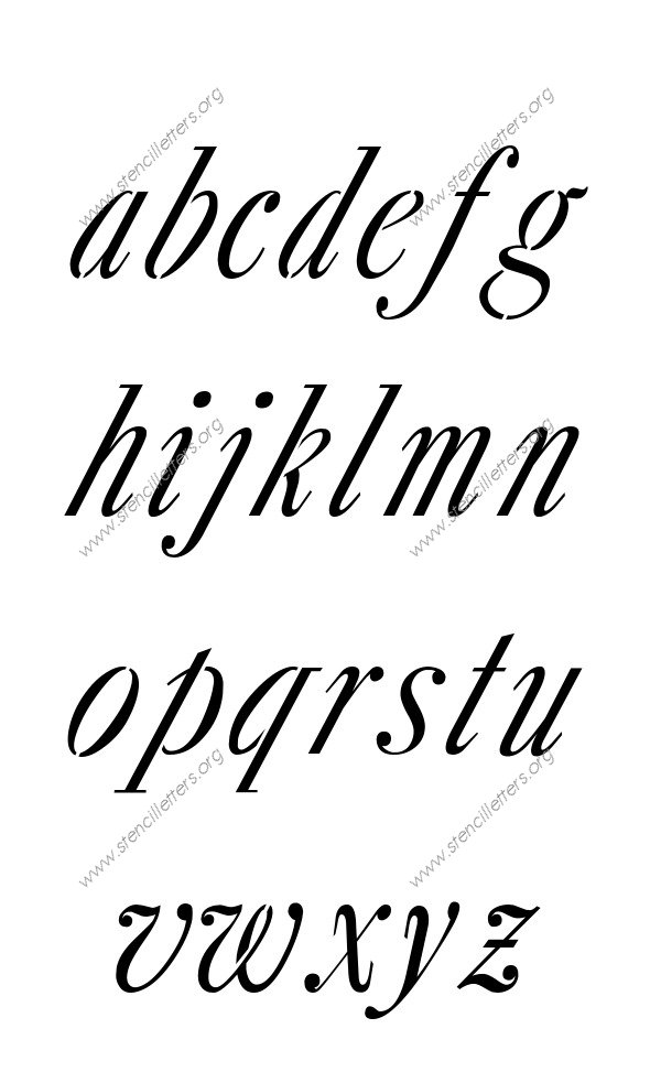18th Century Italic A to Z lowercase letter stencils