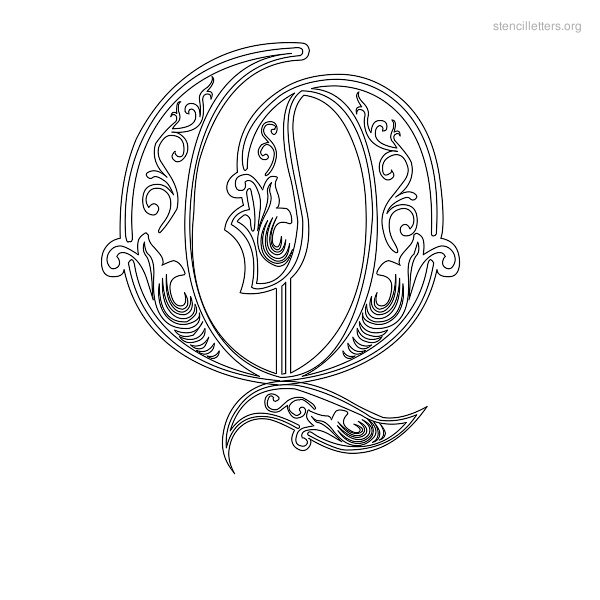 Stencil Letter Decorative Q