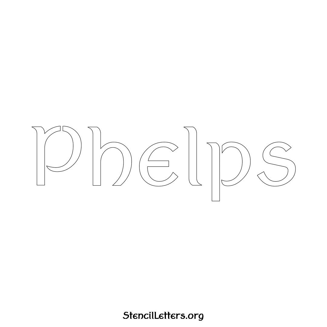 Phelps name stencil in Ancient Lettering