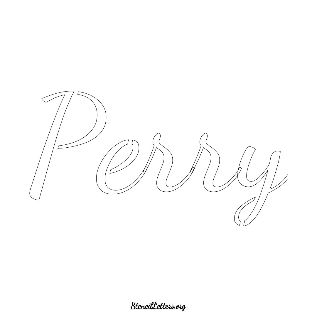 Perry name stencil in Cursive Script Lettering
