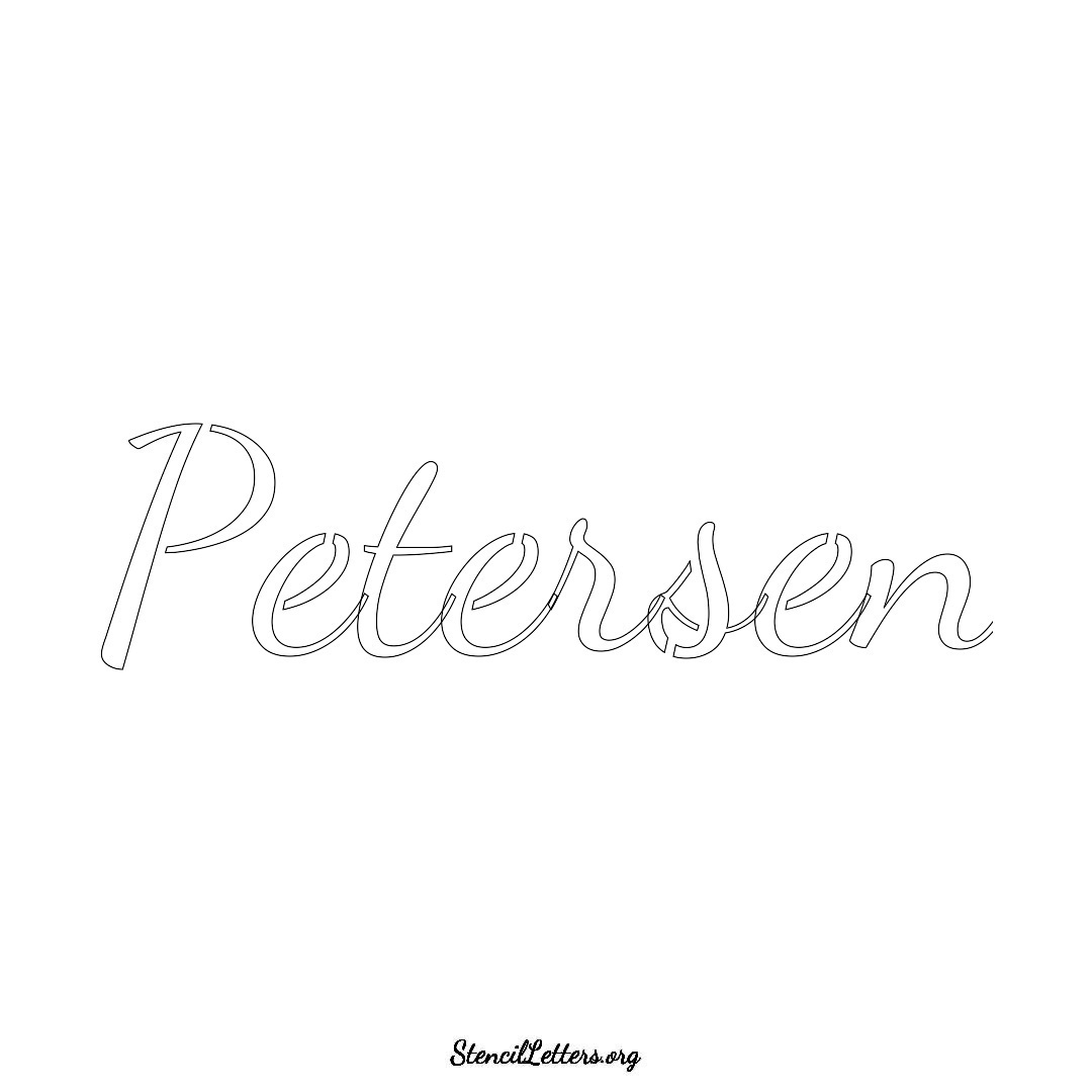 Petersen name stencil in Cursive Script Lettering