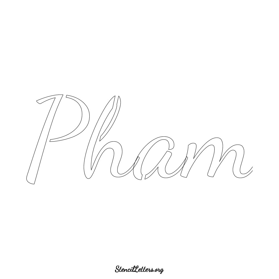 Pham name stencil in Cursive Script Lettering