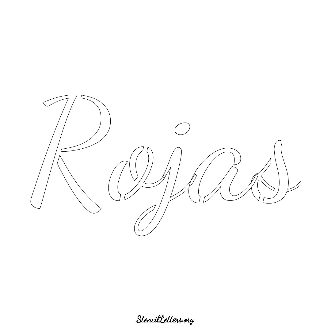 Rojas name stencil in Cursive Script Lettering