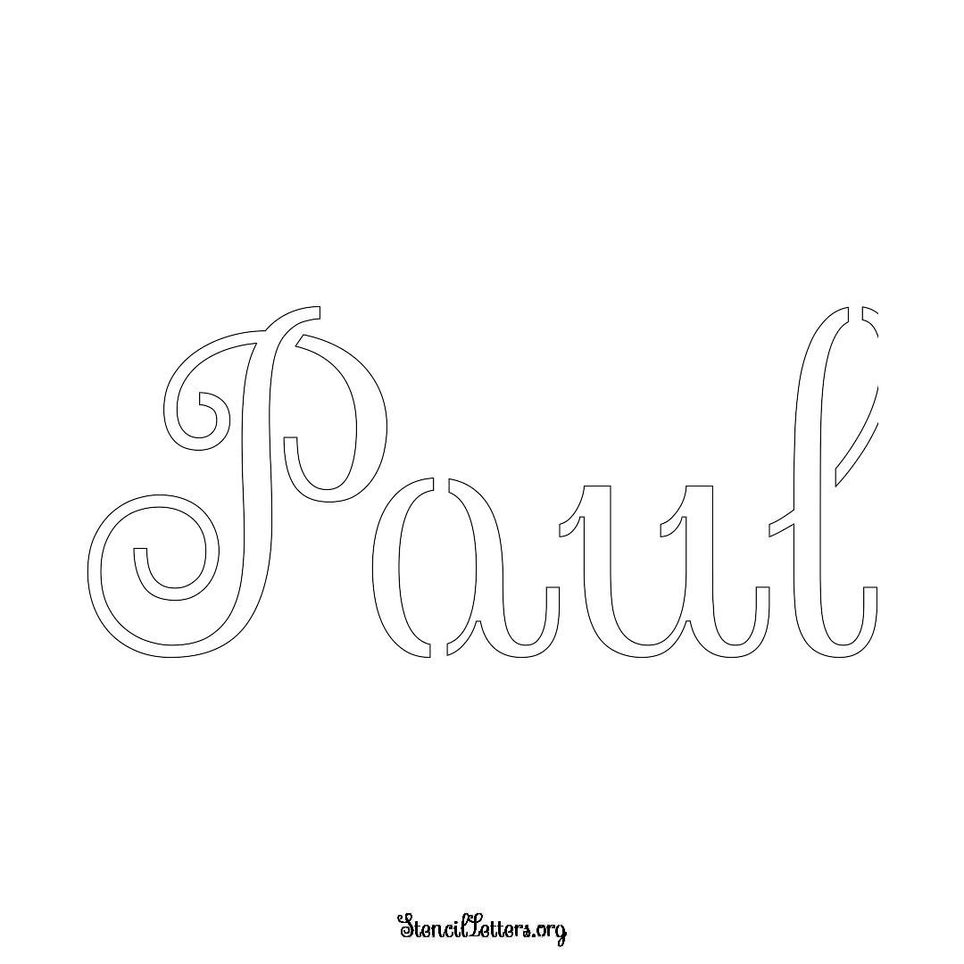 Paul name stencil in Ornamental Cursive Lettering