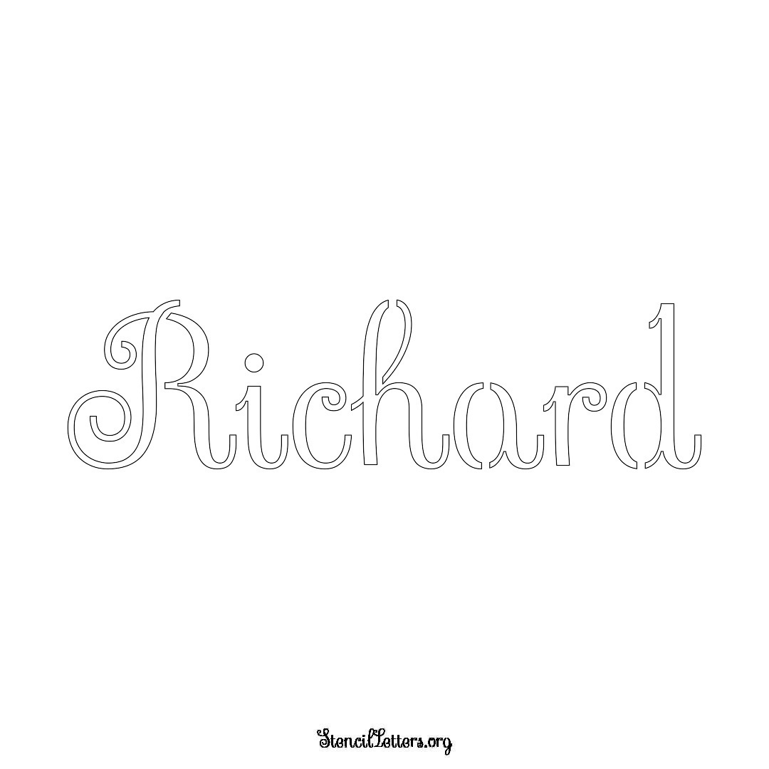 Richard name stencil in Ornamental Cursive Lettering