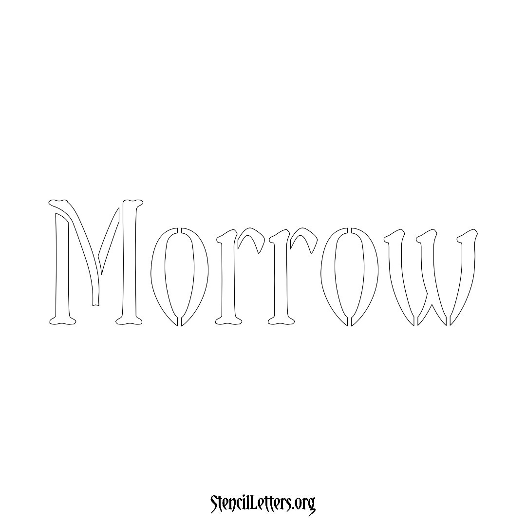 Morrow name stencil in Vintage Brush Lettering