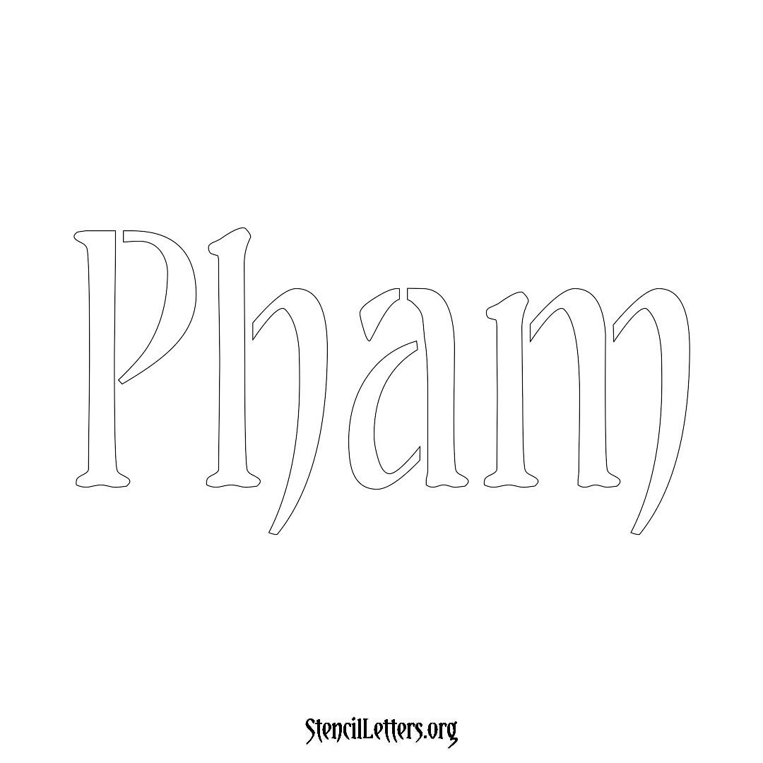 Pham name stencil in Vintage Brush Lettering