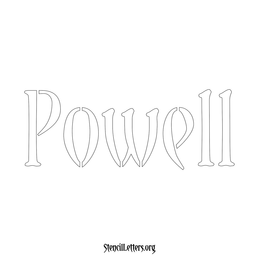 Powell name stencil in Vintage Brush Lettering