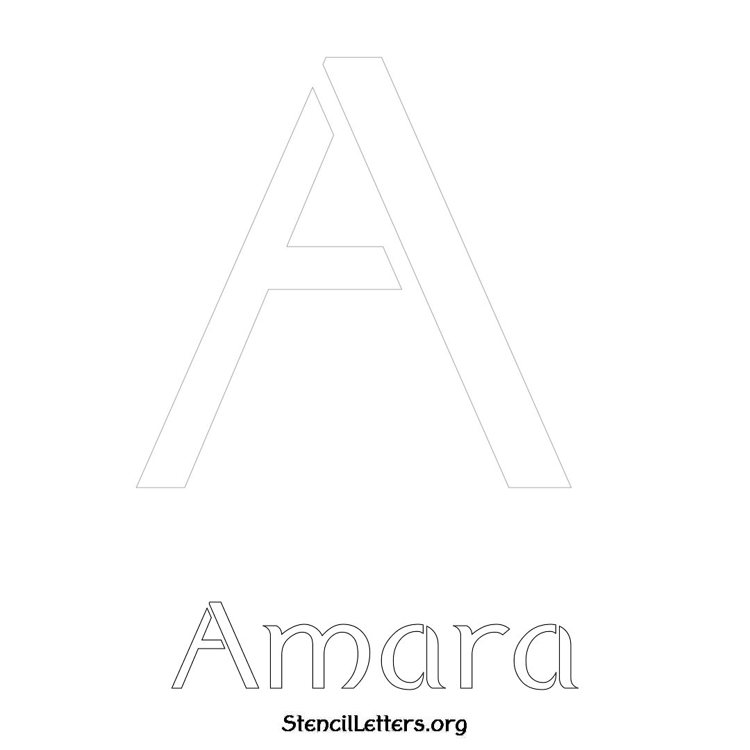Amara printable name initial stencil in Ancient Lettering