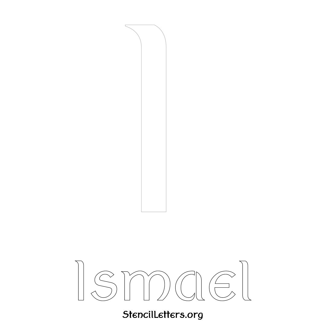 Ismael printable name initial stencil in Ancient Lettering