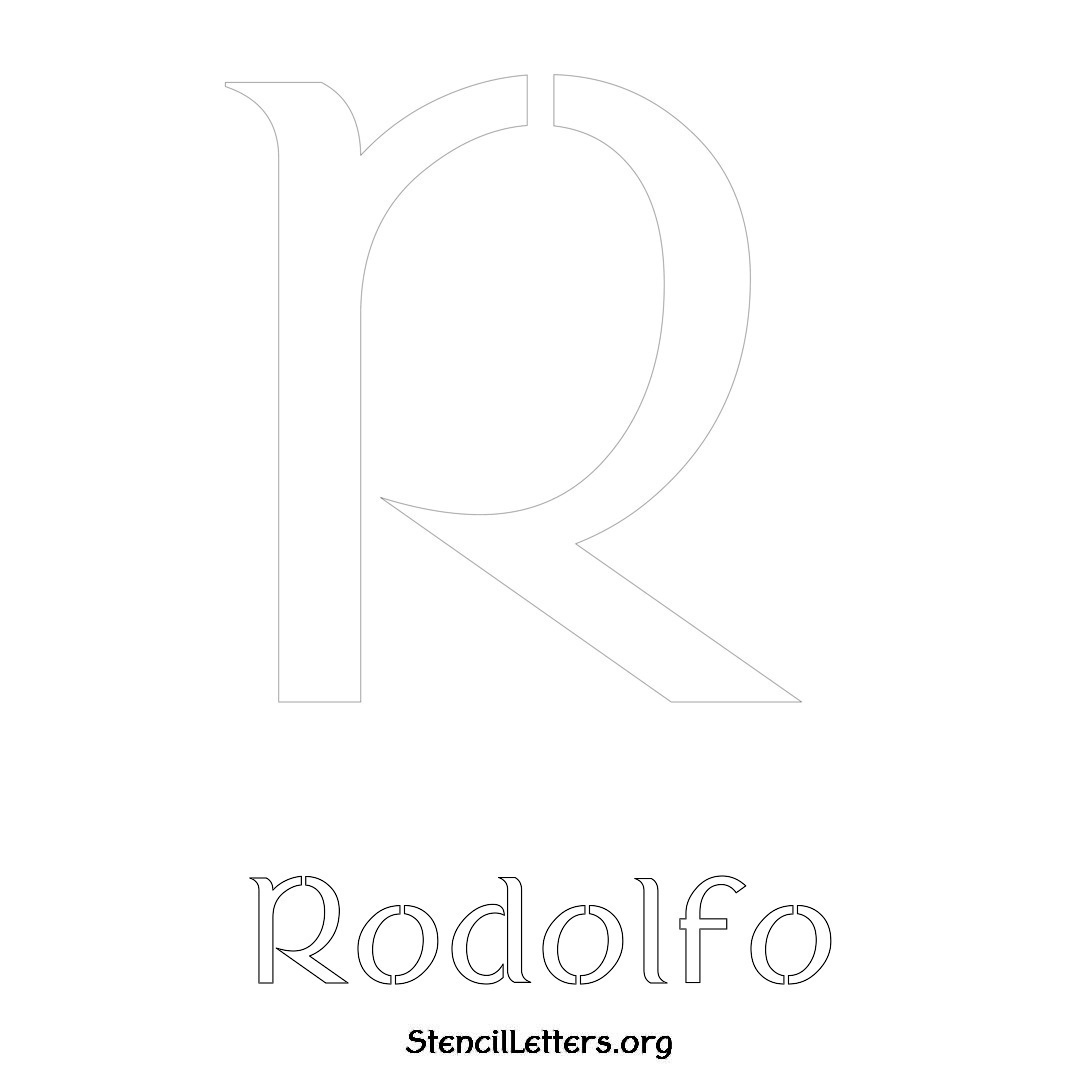 Rodolfo printable name initial stencil in Ancient Lettering