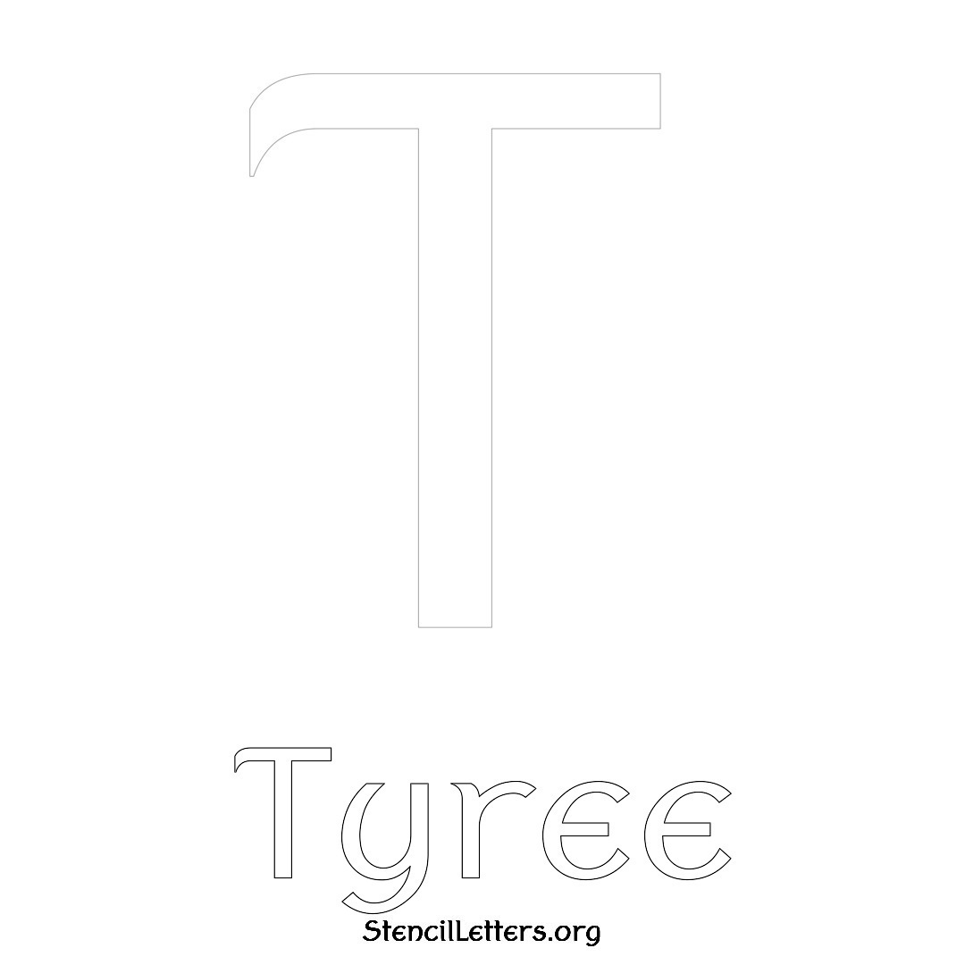 Tyree printable name initial stencil in Ancient Lettering