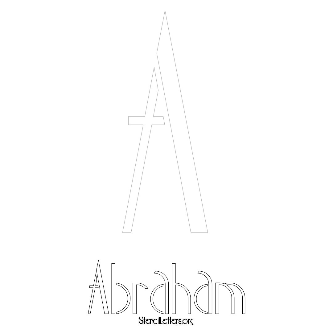 Abraham printable name initial stencil in Art Deco Lettering