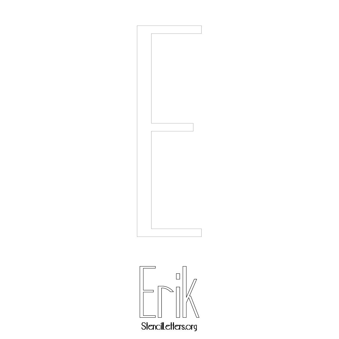 Erik printable name initial stencil in Art Deco Lettering