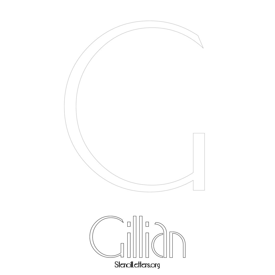 Gillian printable name initial stencil in Art Deco Lettering