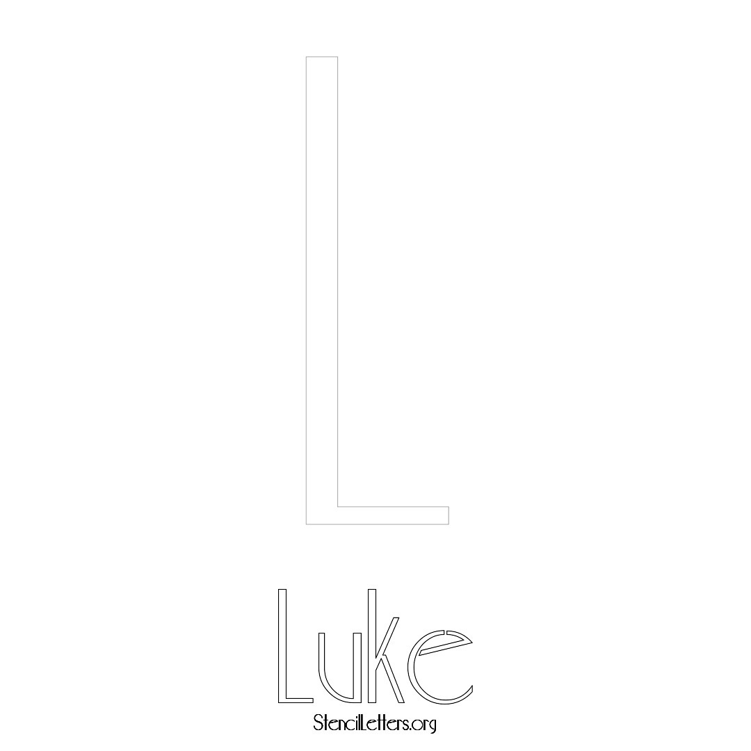 Luke printable name initial stencil in Art Deco Lettering