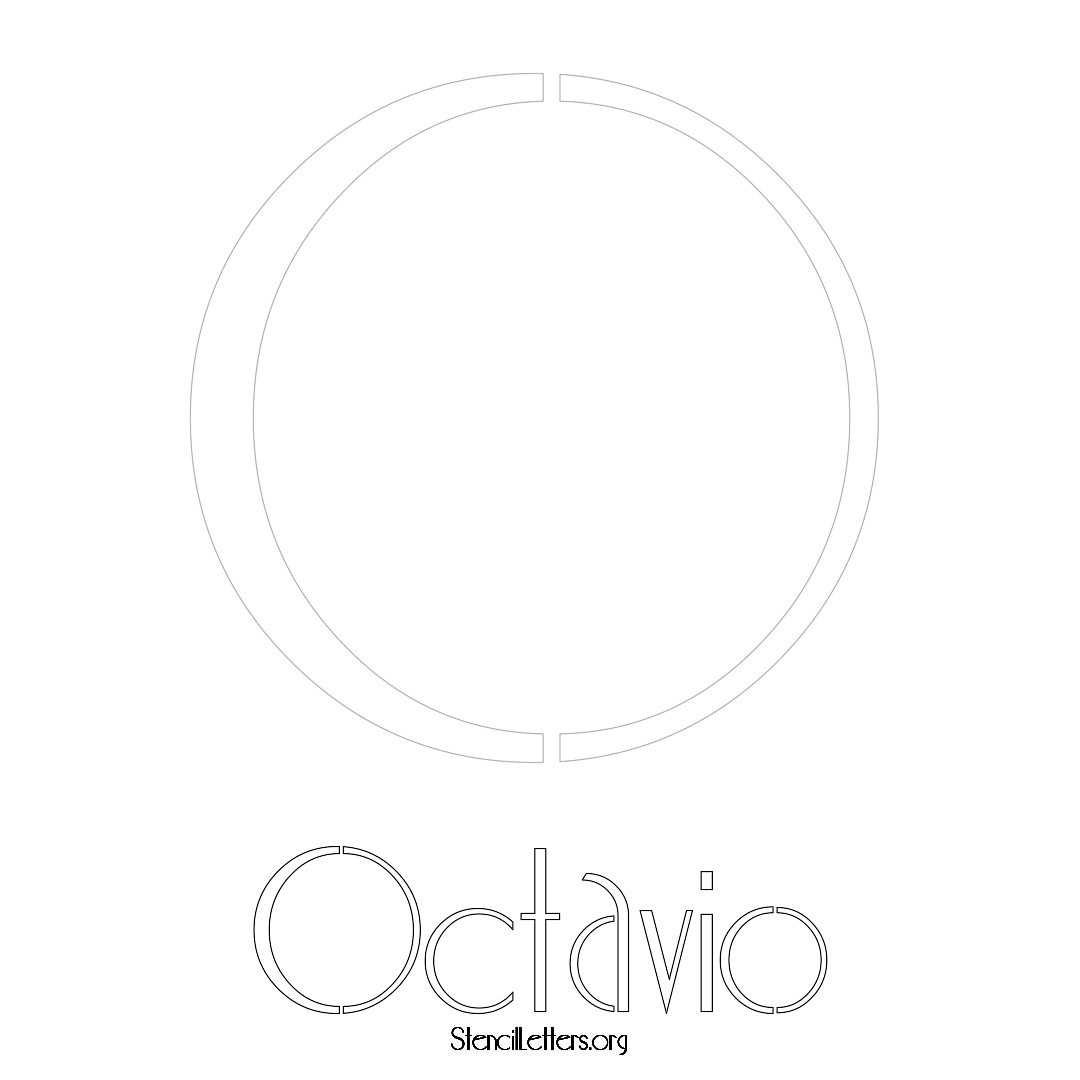Octavio printable name initial stencil in Art Deco Lettering