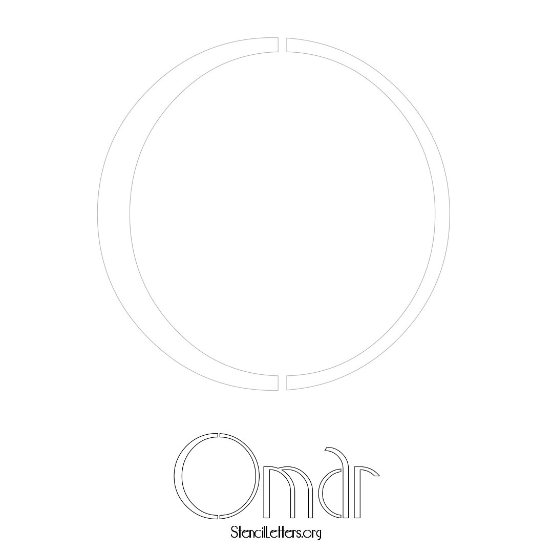 Omar printable name initial stencil in Art Deco Lettering