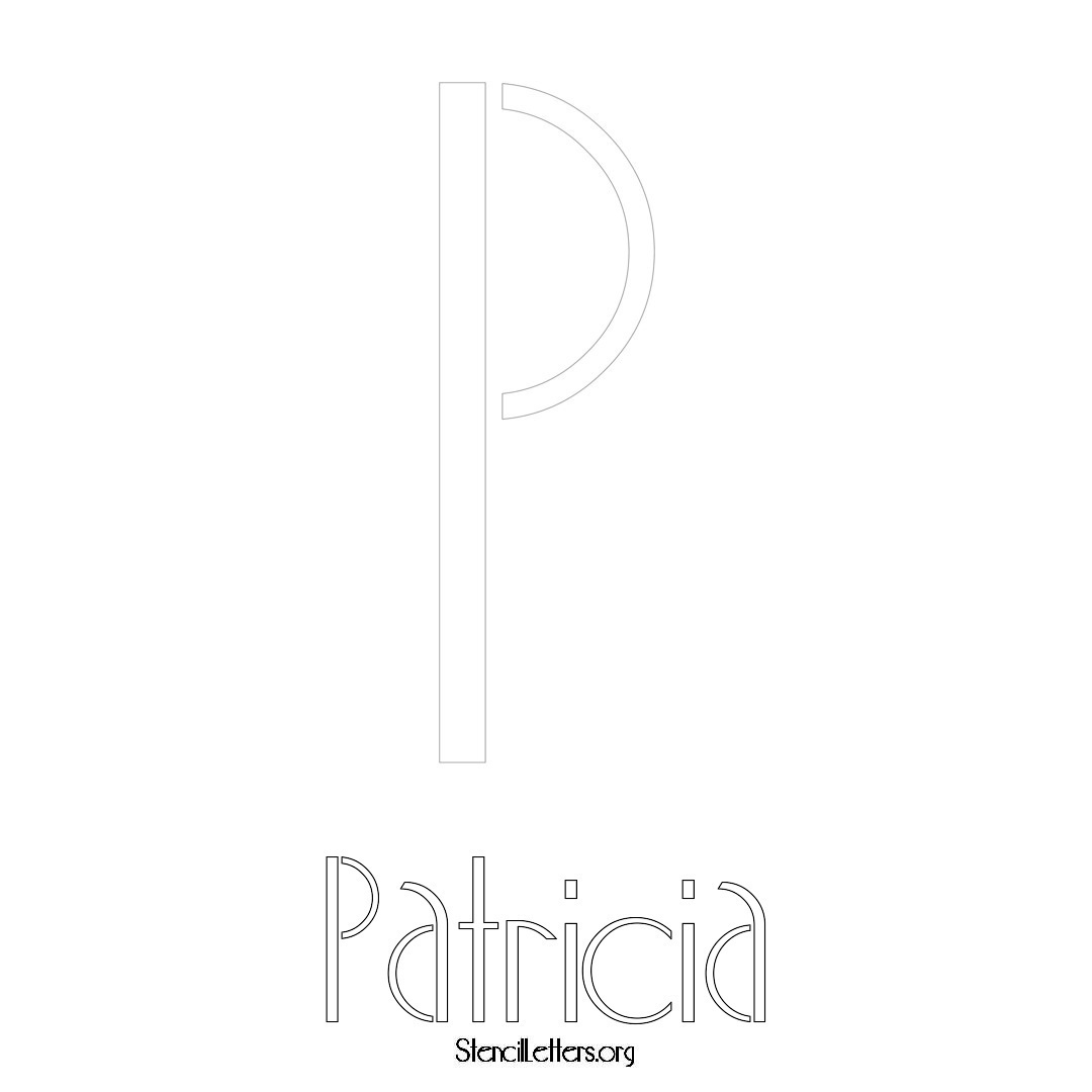 Patricia printable name initial stencil in Art Deco Lettering