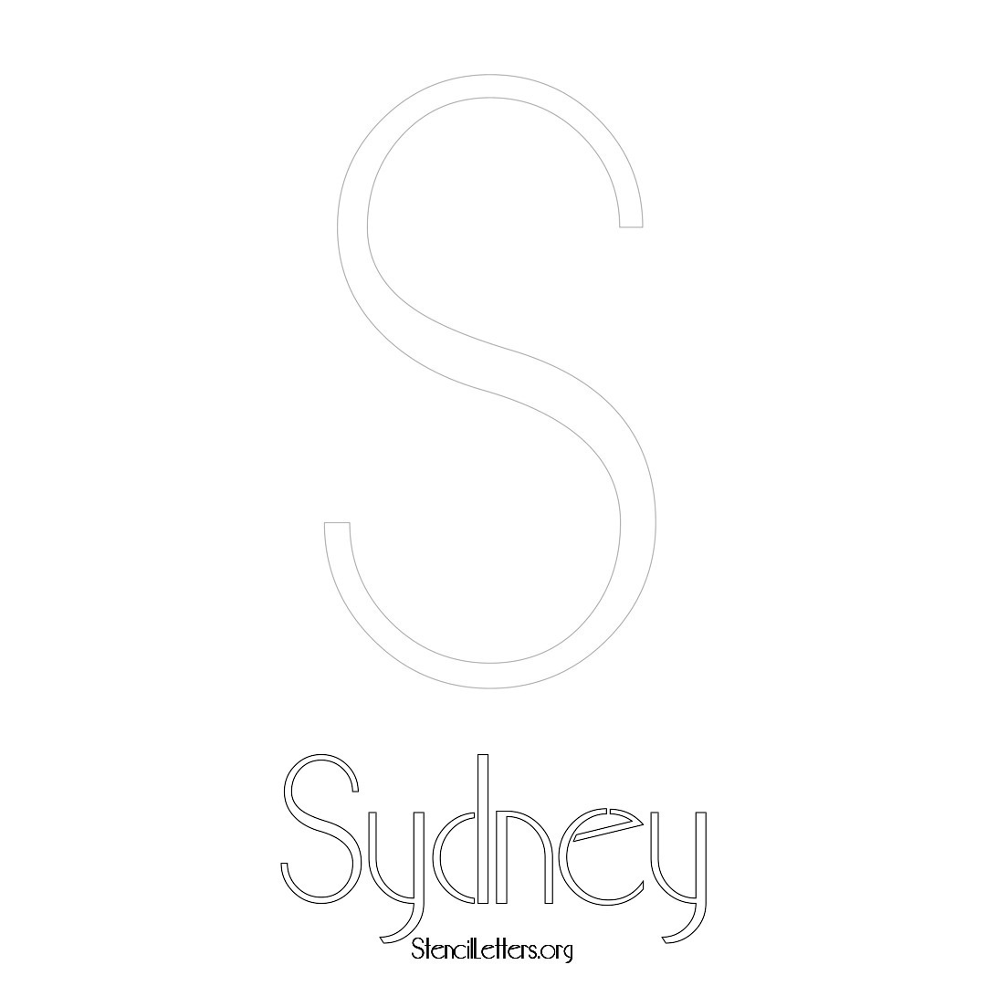 Sydney printable name initial stencil in Art Deco Lettering