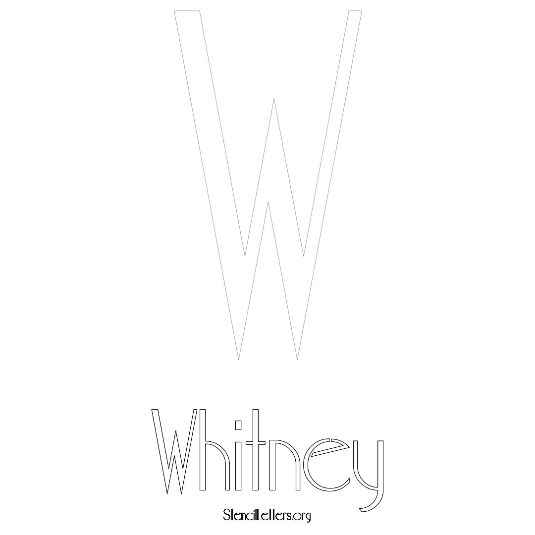 Whitney printable name initial stencil in Art Deco Lettering