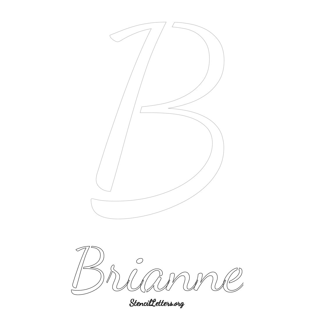 Brianne printable name initial stencil in Cursive Script Lettering