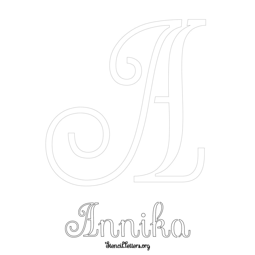 Annika printable name initial stencil in Ornamental Cursive Lettering