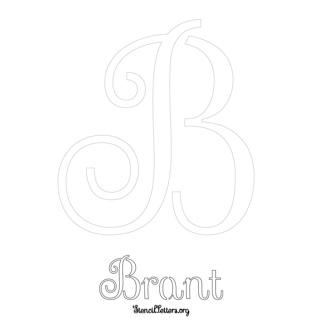 Brant printable name initial stencil in Ornamental Cursive Lettering