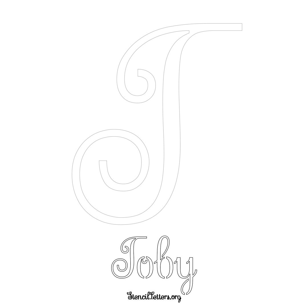 Toby printable name initial stencil in Ornamental Cursive Lettering