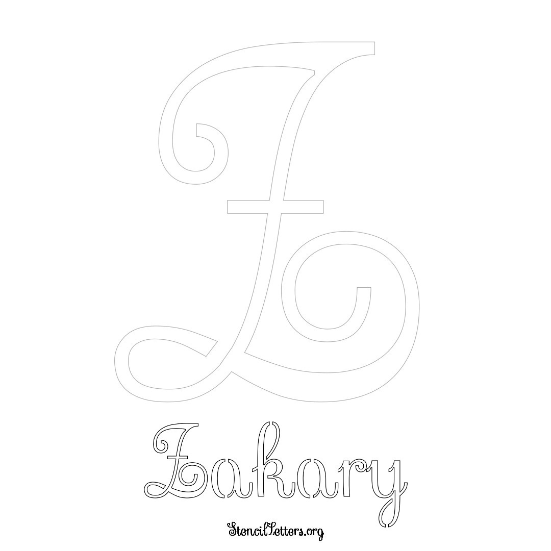 Zakary printable name initial stencil in Ornamental Cursive Lettering