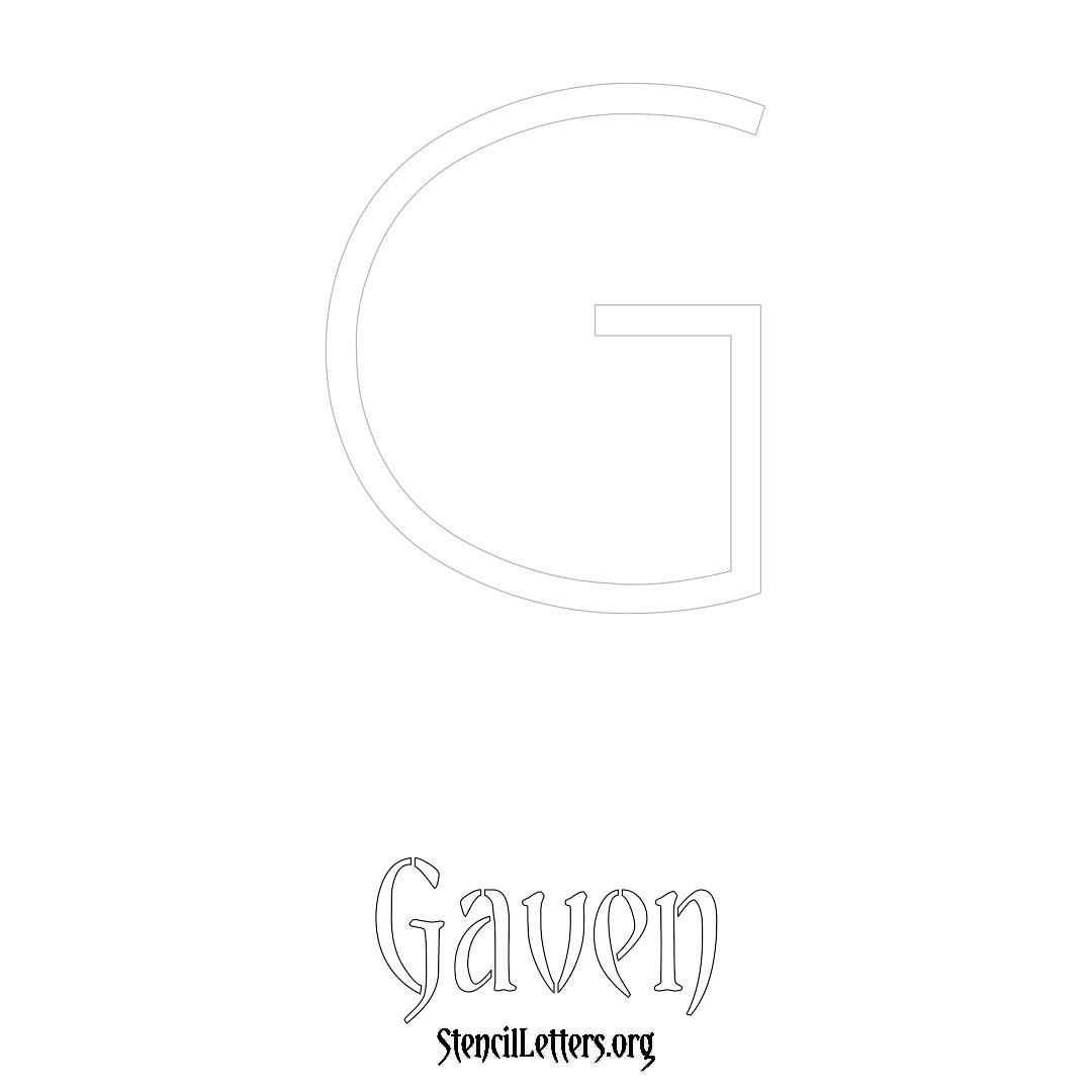 Gaven printable name initial stencil in Simple Elegant Lettering