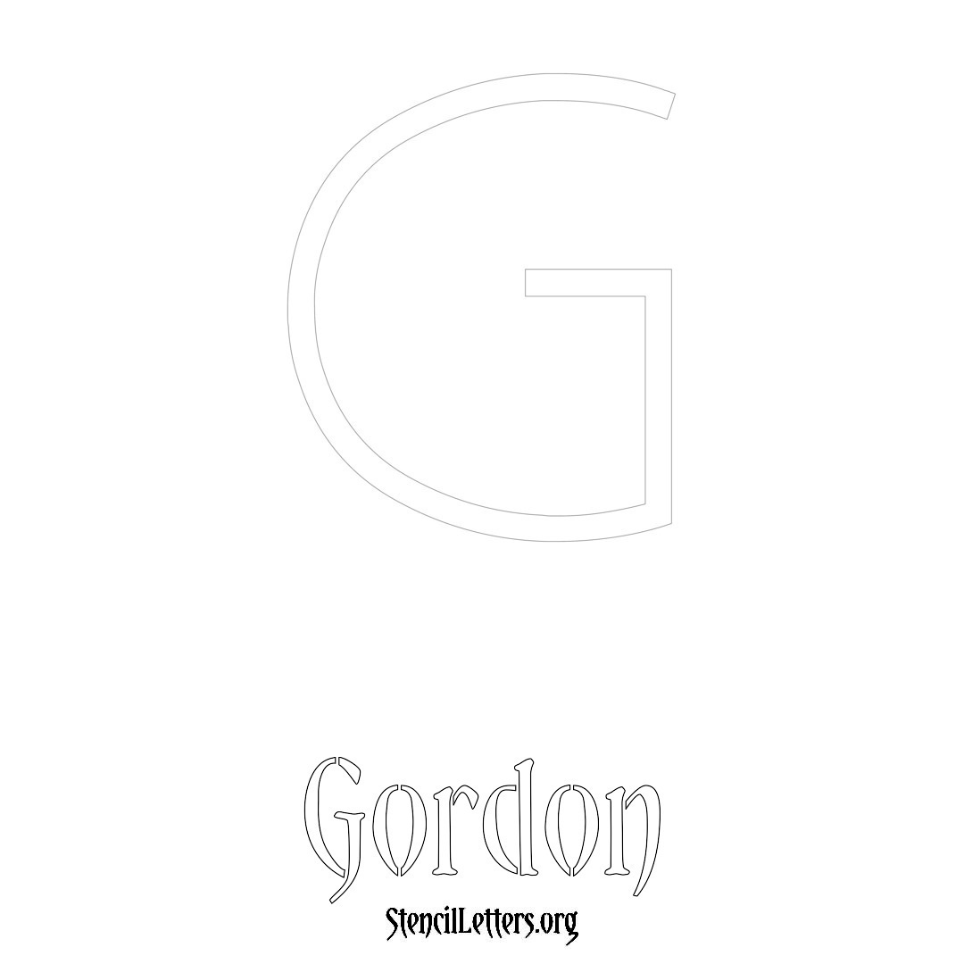 Gordon printable name initial stencil in Simple Elegant Lettering