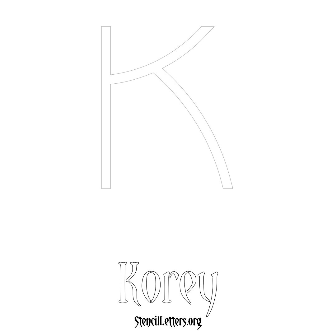 Korey printable name initial stencil in Simple Elegant Lettering