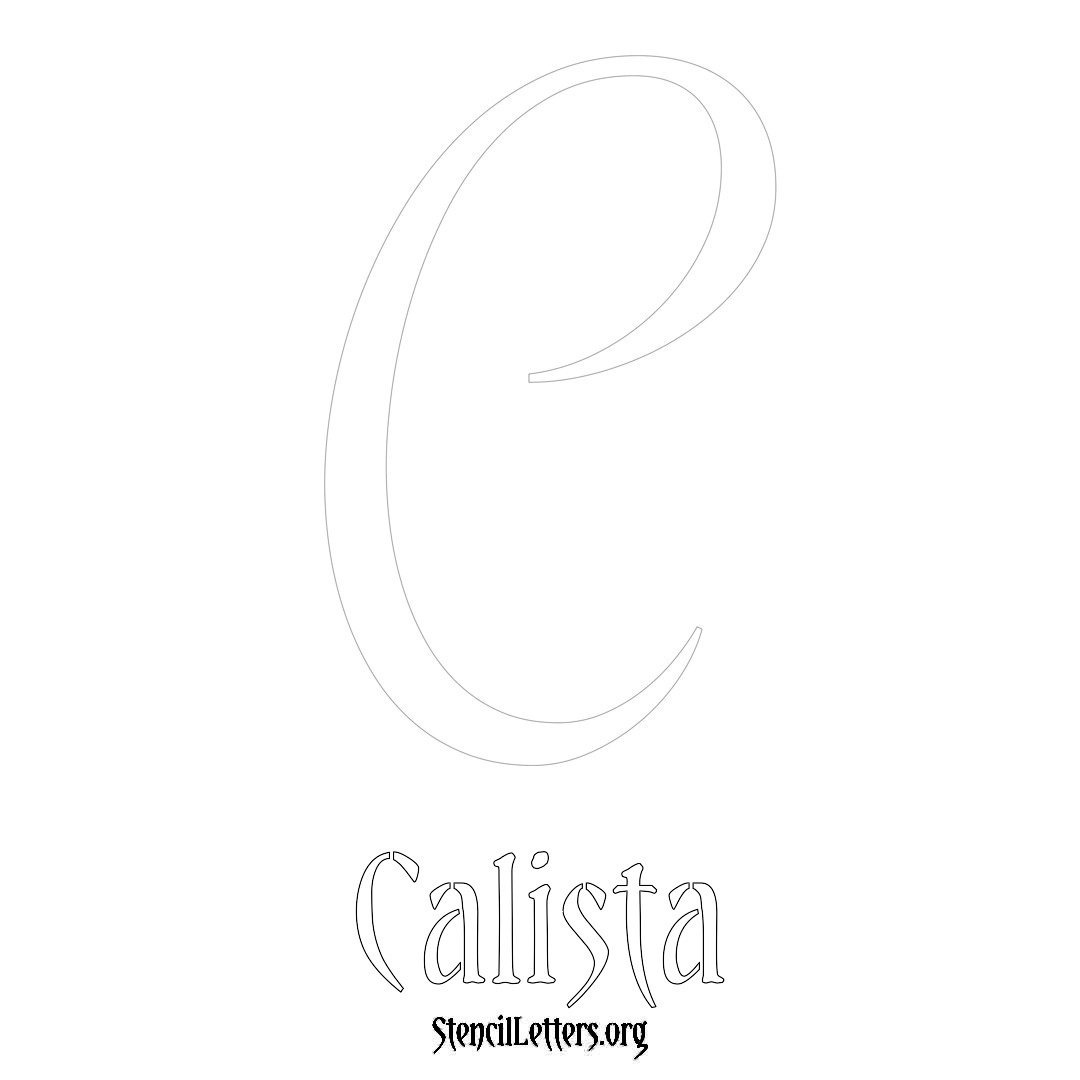 Calista printable name initial stencil in Vintage Brush Lettering