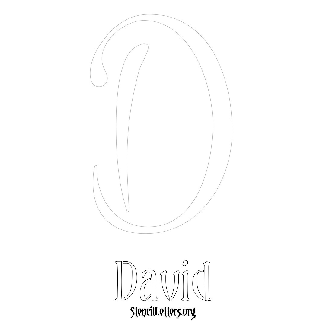 David printable name initial stencil in Vintage Brush Lettering
