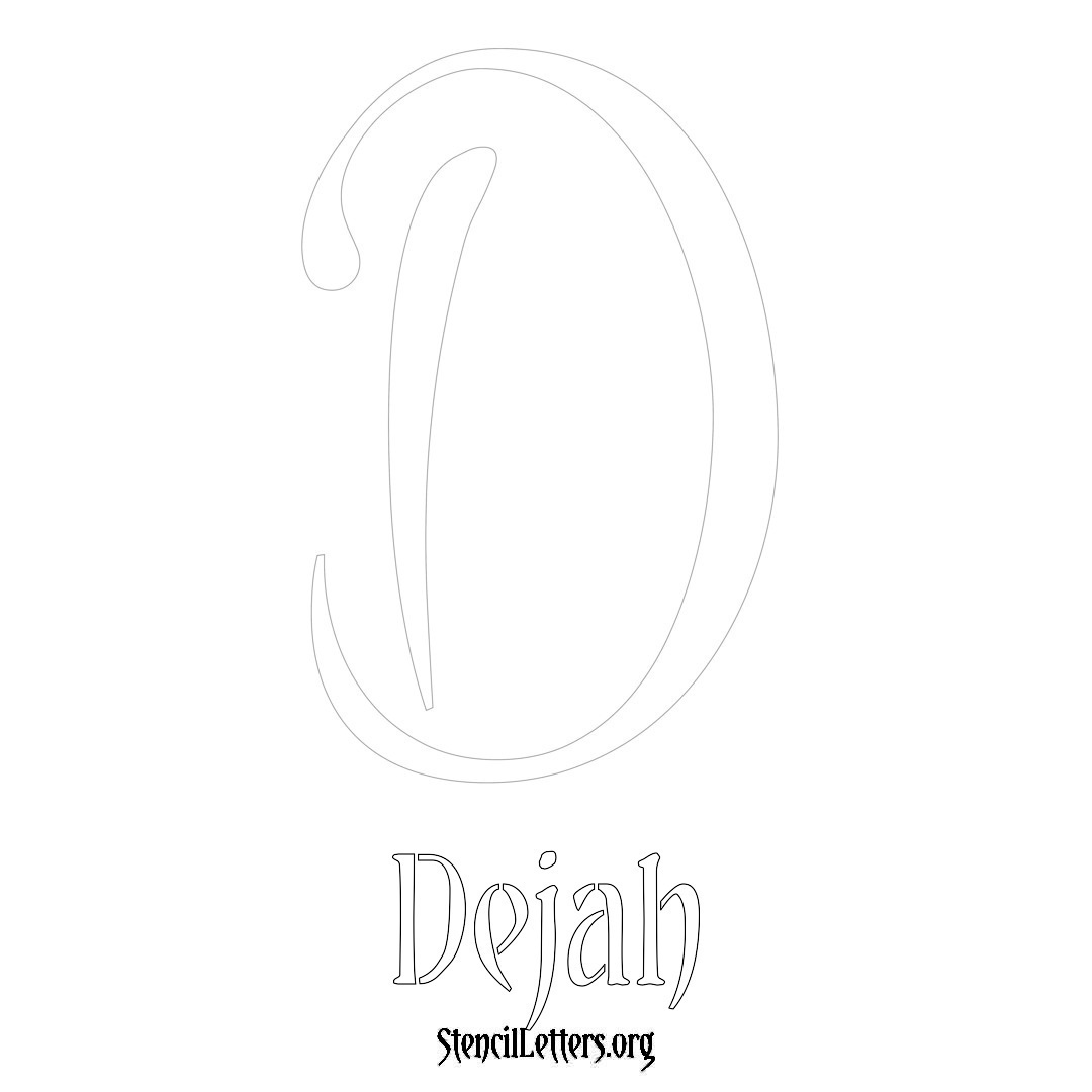 Dejah printable name initial stencil in Vintage Brush Lettering