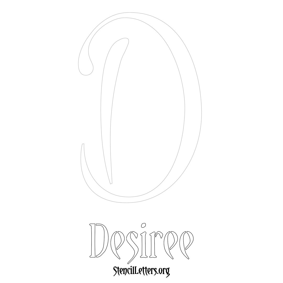 Desiree printable name initial stencil in Vintage Brush Lettering