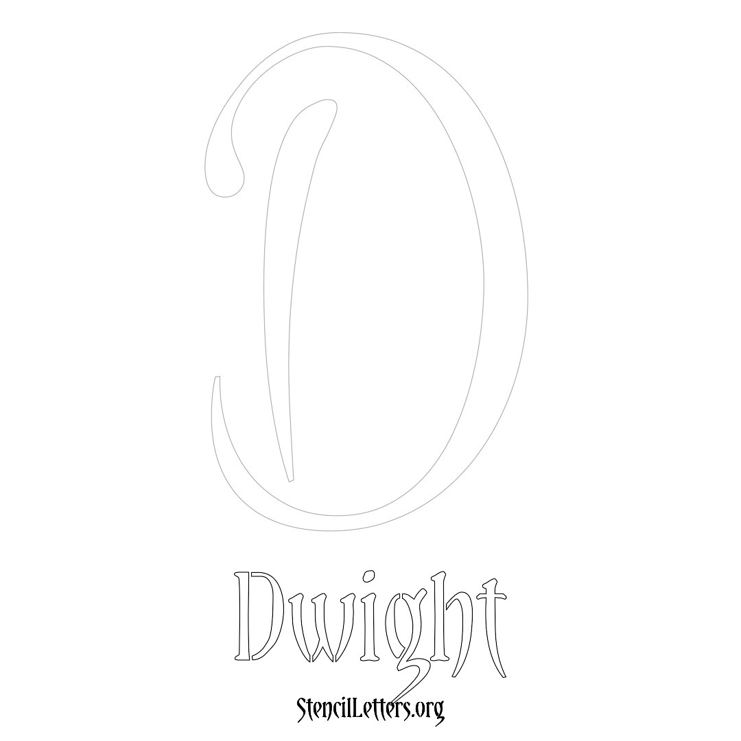 Dwight printable name initial stencil in Vintage Brush Lettering