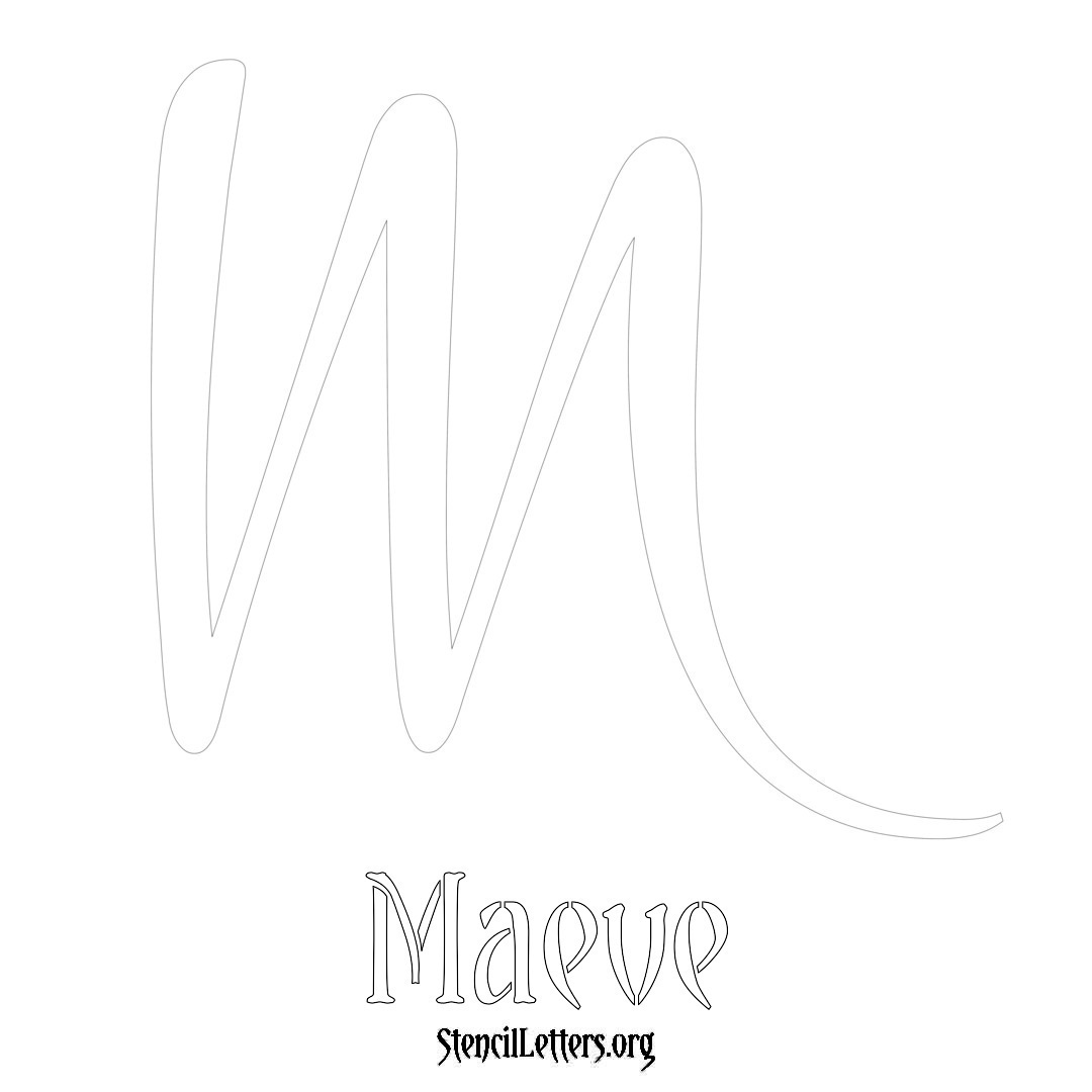 Maeve printable name initial stencil in Vintage Brush Lettering