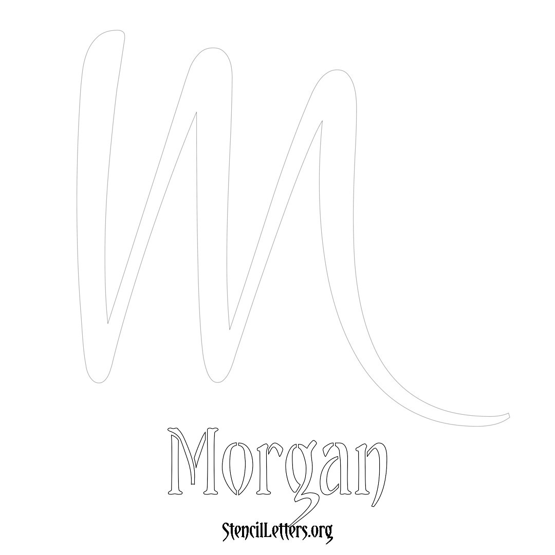 Morgan printable name initial stencil in Vintage Brush Lettering