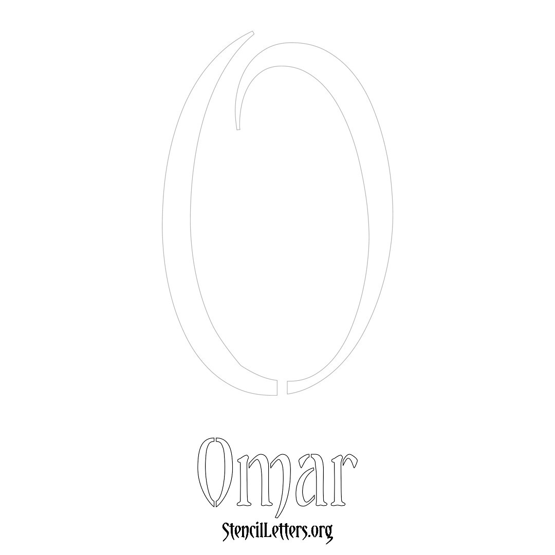 Omar printable name initial stencil in Vintage Brush Lettering