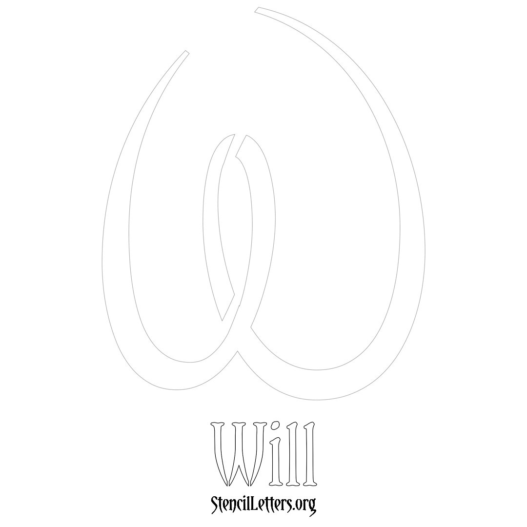 Will printable name initial stencil in Vintage Brush Lettering